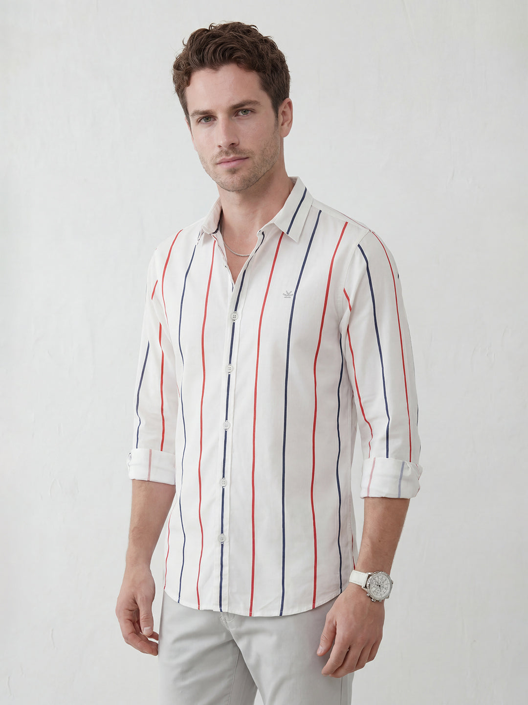 Slim Fit All Over Print Shirt | White