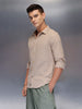 Men's textured full sleeve shirt with subtle pattern | Beige