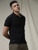 Printed Squares Black Polo T-Shirt