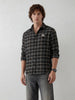 Smart Casual Check Shirt with Embellished Badge Accent | Black