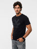 Slim Fit Placement Printed T-Shirt | Black