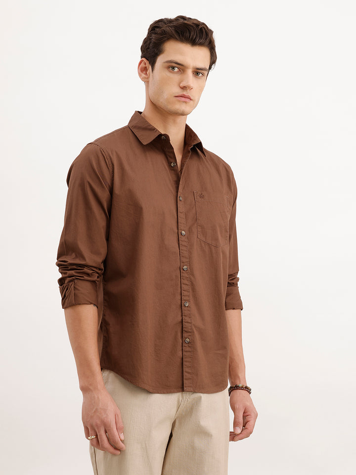 Solid Regular Fit Shirt | Brown