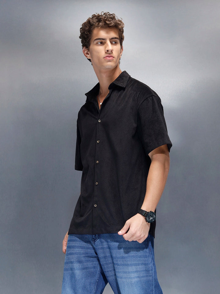 Men's casual oversize half sleeve shirt  | Black