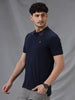 Solid Texture Navy Polo T-Shirt