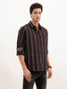 Classic Regular Fit Striped Shirt | Black