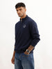 Comfort Fit Placement Printed Sweatshirt | Navy Blue