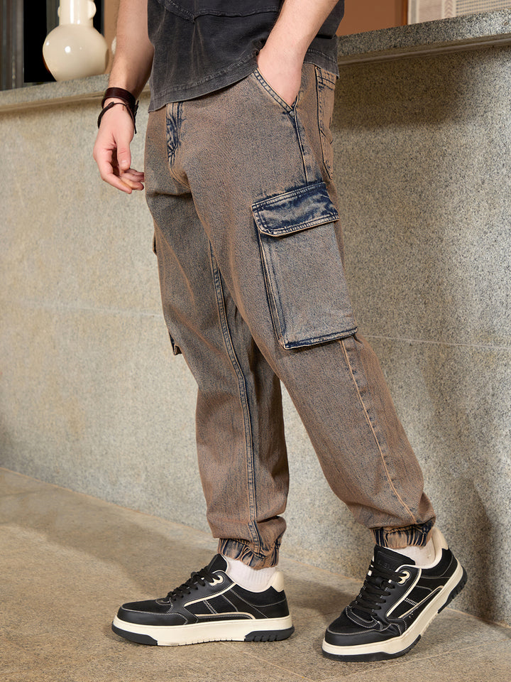Washed Denim Cargo Jogger | Blue