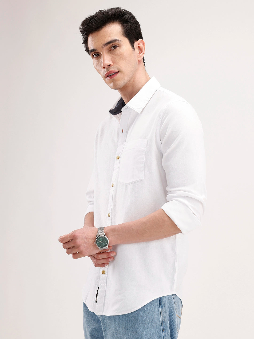 Solid Regular Fit Shirt | White