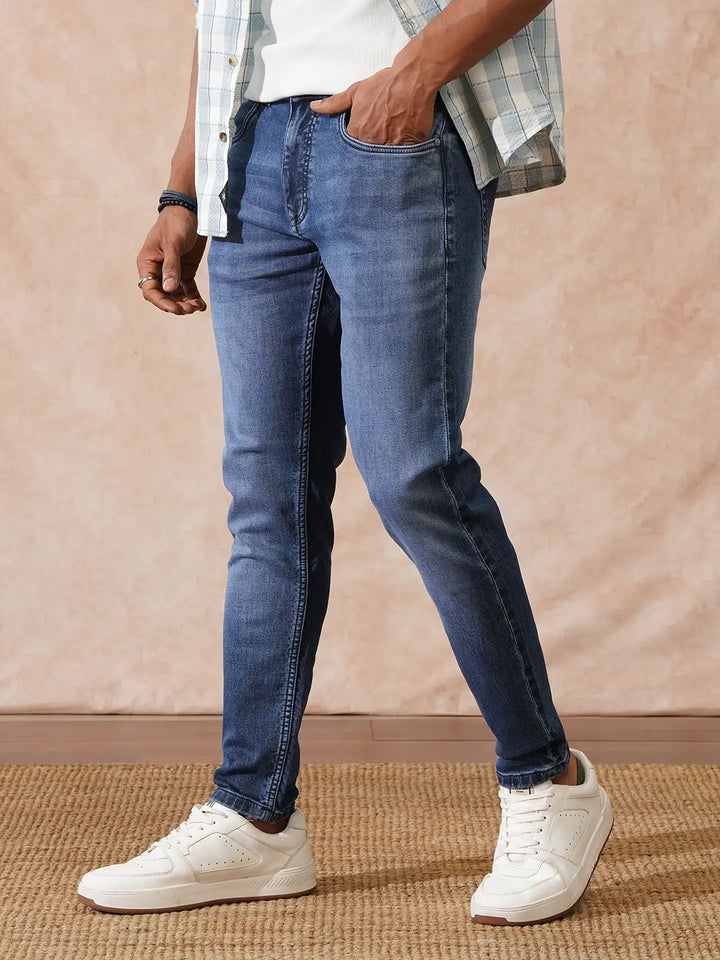 Casual Heavy Fade Slim Fit Jeans | Blue