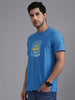 Typographic Chest Print Blue T-Shirt