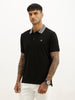 Slim Fit Contrast Collar Polo T-Shirt | Black
