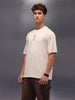 Printed Patchwork Oversized T-Shirt | Beige