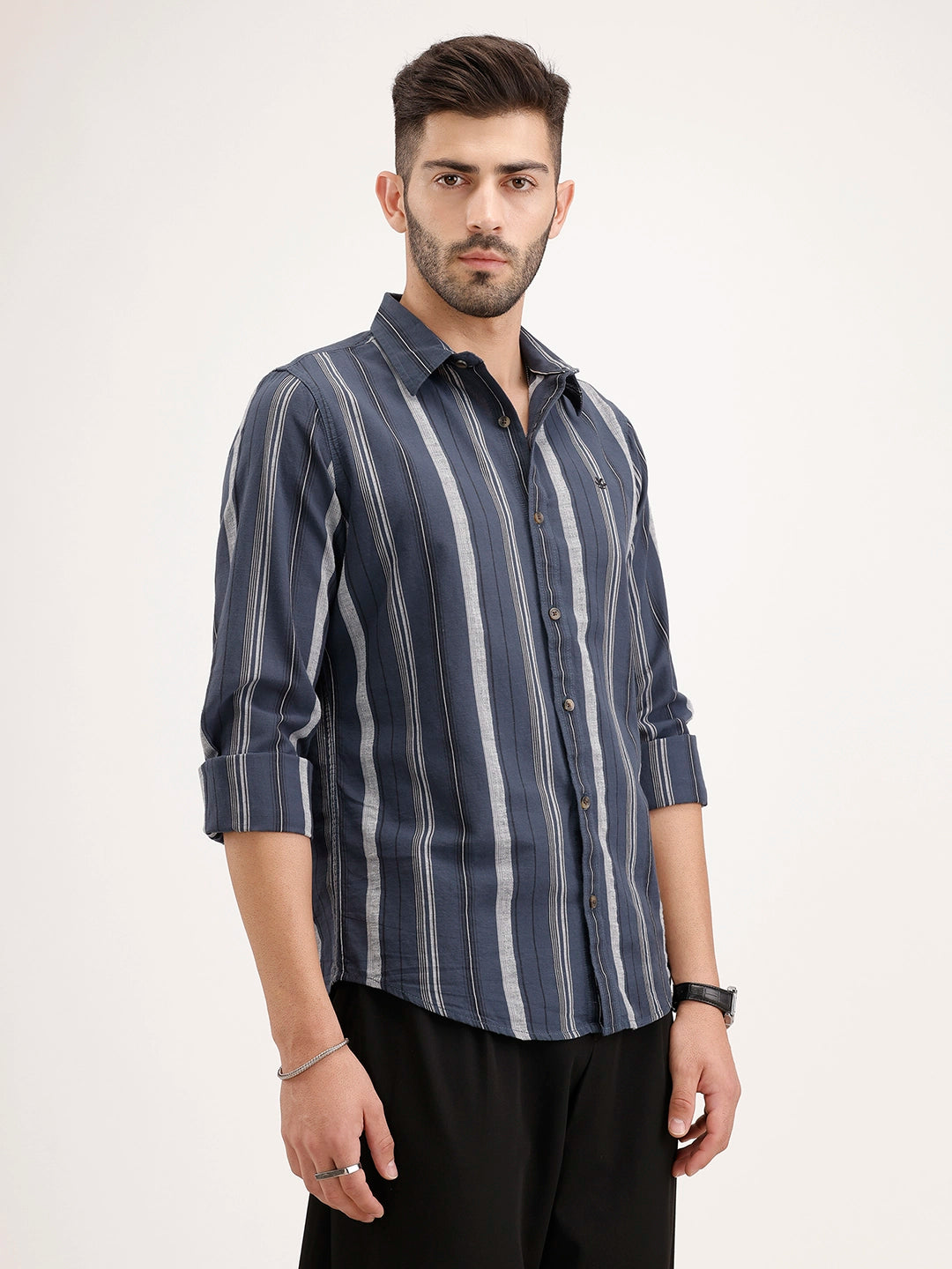 Classic Slim Fit Striped Shirt | Blue
