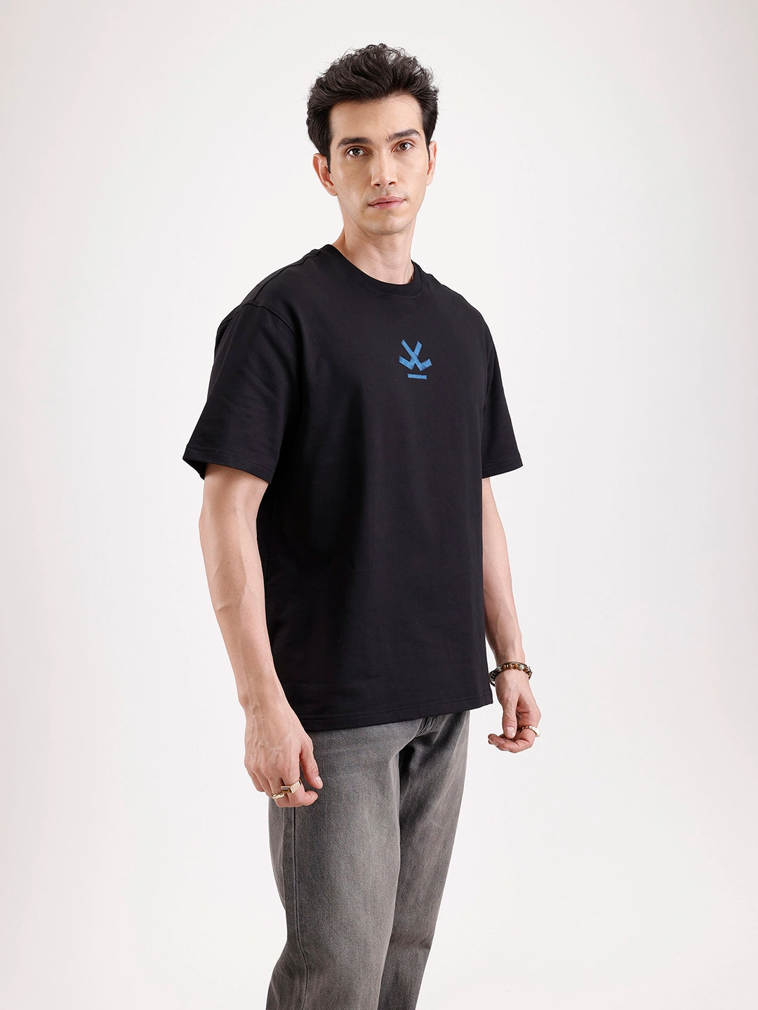 Classic Back Printed Oversized T-Shirt   |  Black