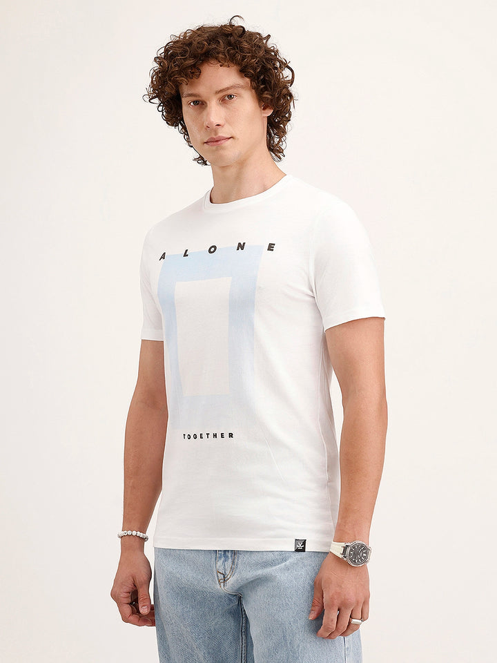 Slim Fit Placement Printed T-Shirt | White
