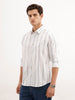 Slim Fit Striped 100% Cotton Shirt  | White