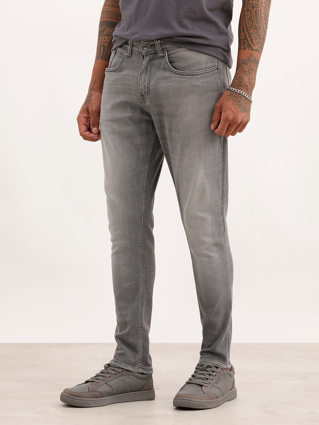 Faded Slim Fit Denim Jeans | Grey | WUJN2624F