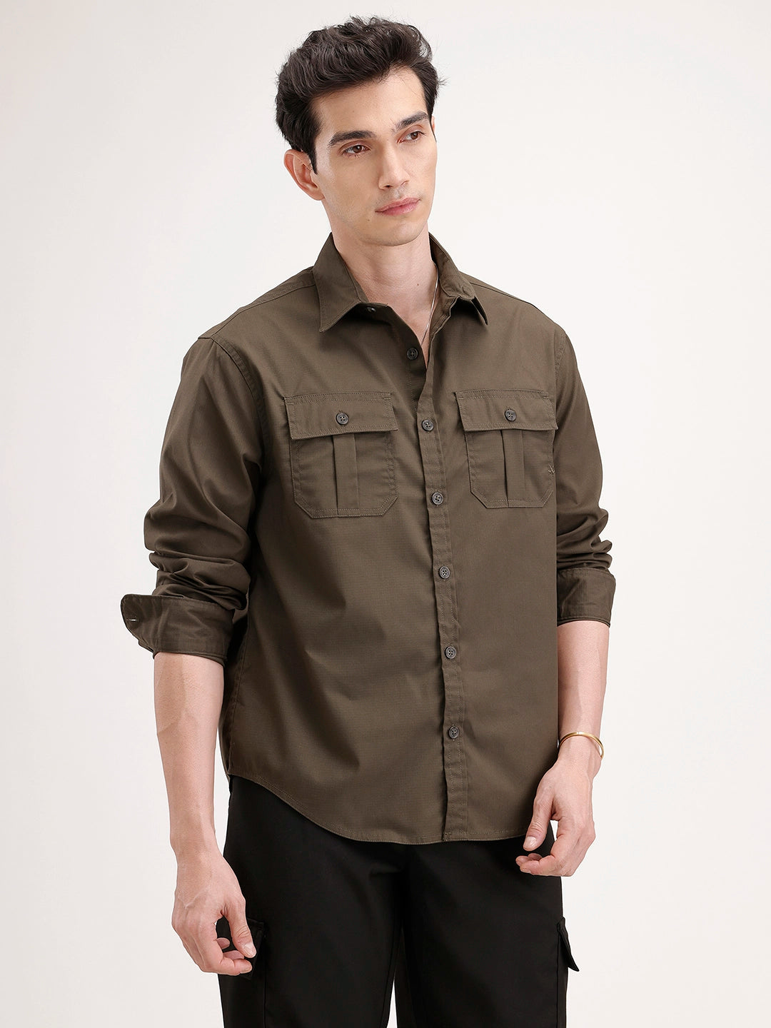 Comfort Fit Double Pocket Shirt | Olive