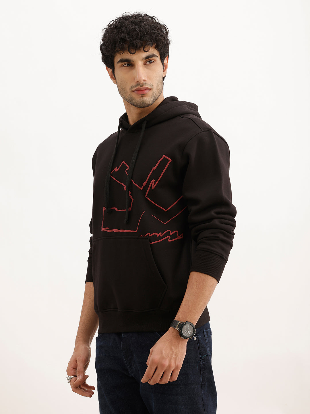 Classic Puff Printed Hooded Sweatshirt | Black