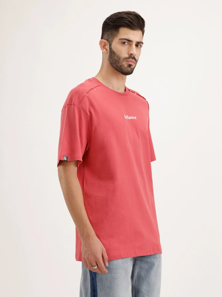 Oversized Fit Embroidered T-shirt | Red