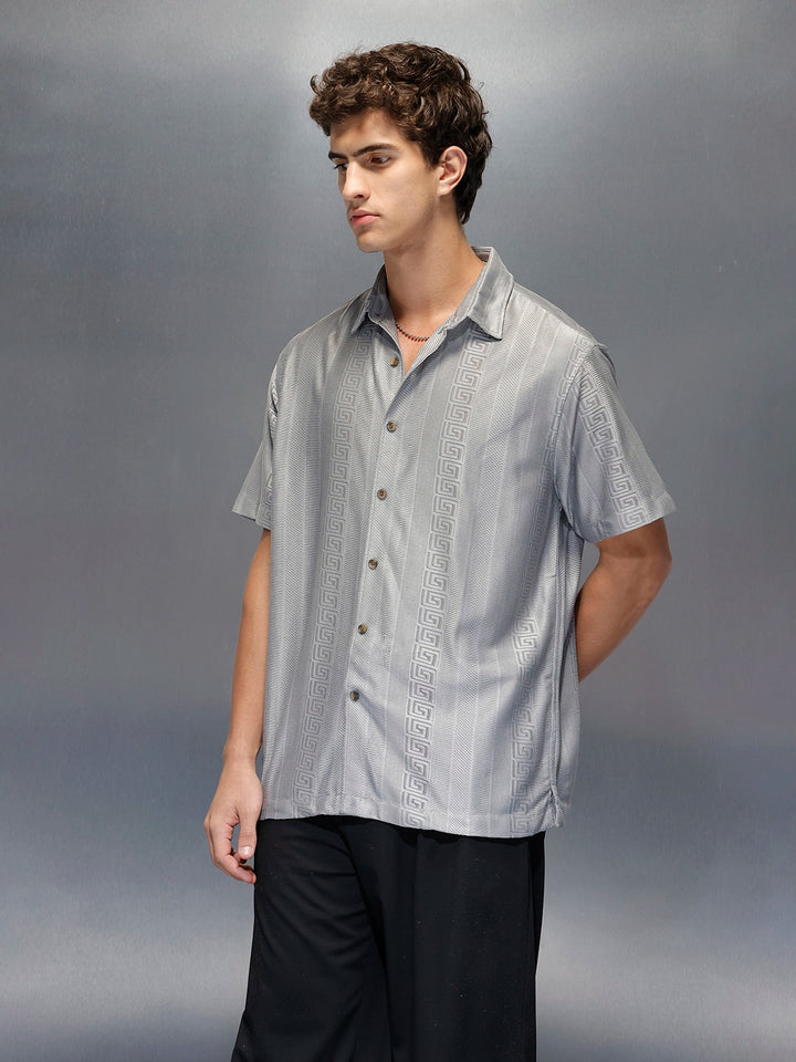 Men's Casual Regular Fit Half Sleeve Shirt  |  Grey