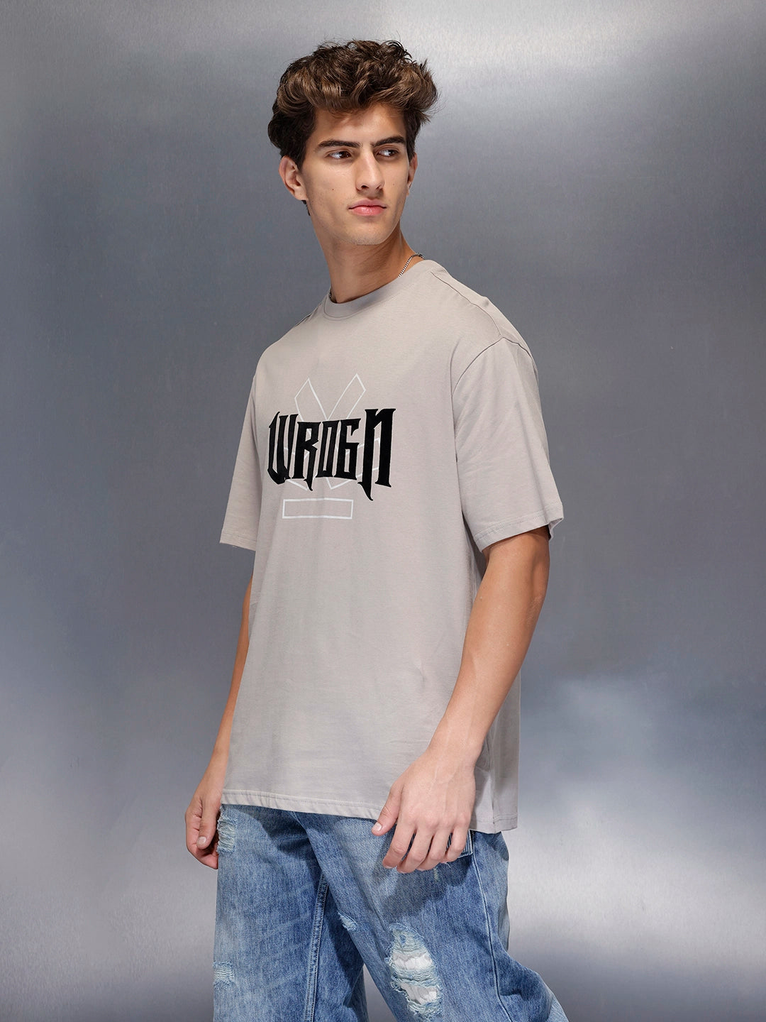 Black Street Typography Tshirt | Grey
