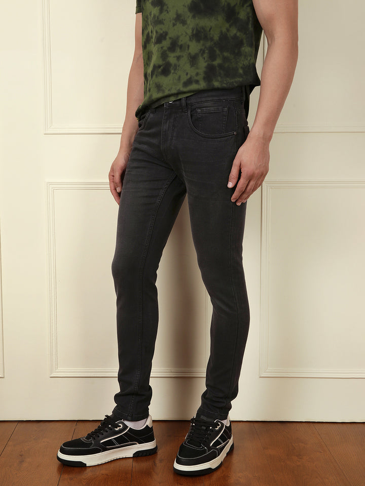Light Faded Slim Tapered Jeans | Black