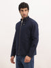 Slim Fit Solid Zipper Jacket | Navy Blue