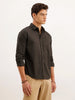 Solid Regular Fit 100% Cotton Shirt | Dark Green