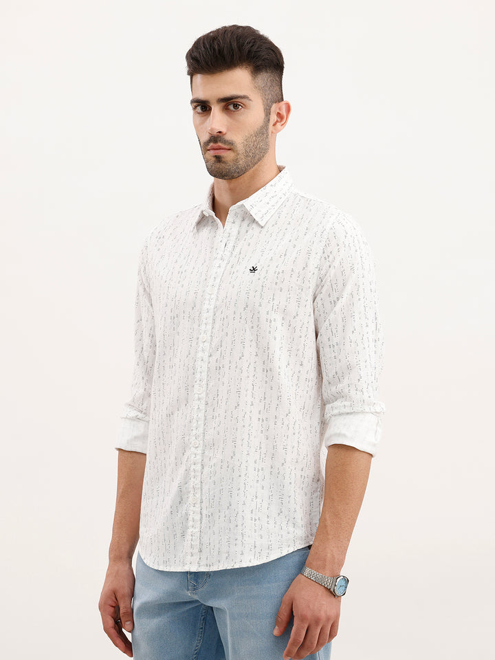 Slim Fit AOP Shirt | White