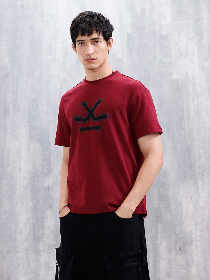 Men’s Wrogn Logo Appliqued Graphic Tee | Maroon