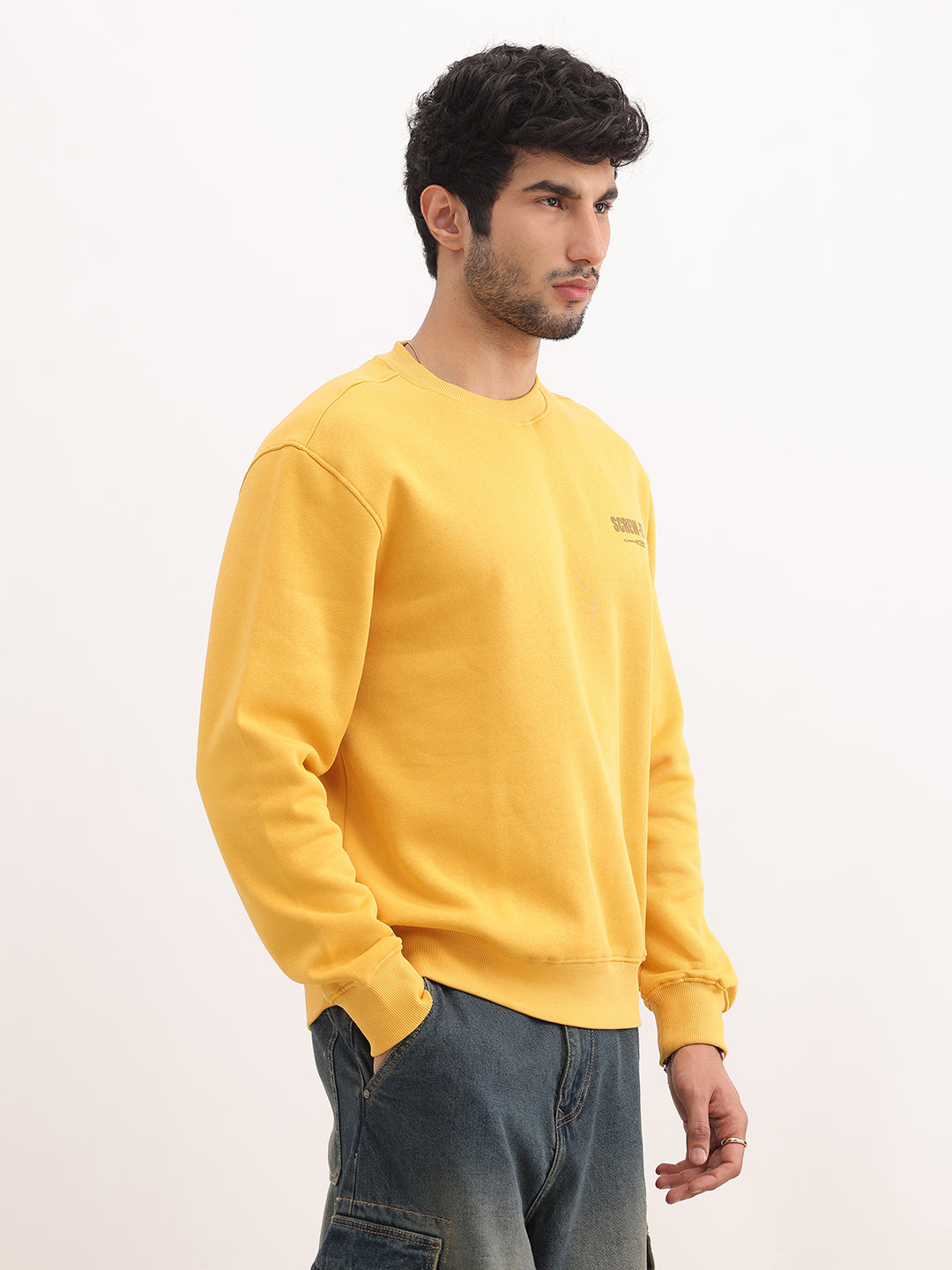 Comfort Fit Placement Printed Sweatshirt | Yellow