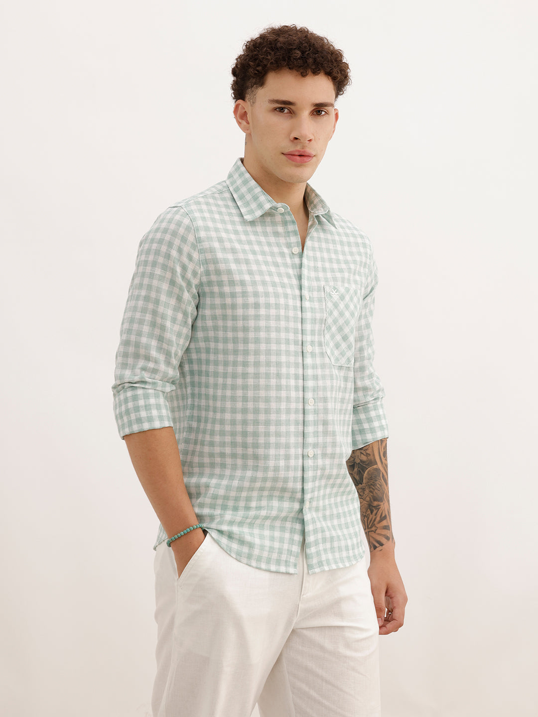 Regular Fit Full Sleeve Checkered Shirt | Green | WWSH0722MAZ
