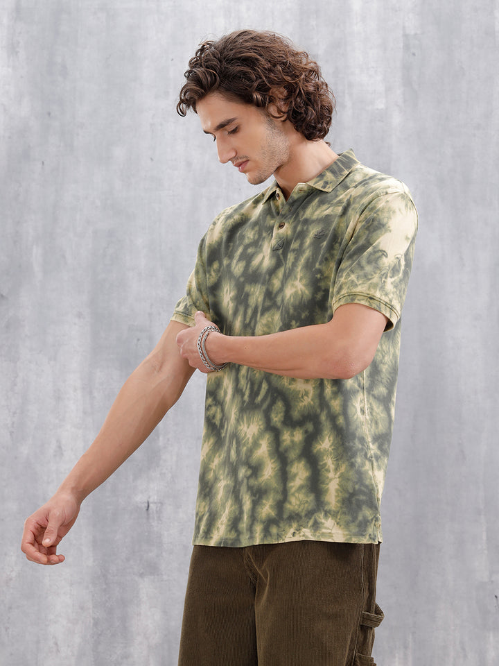 Marble Tie & Dye Comfort Fit T-Shirt | Olive