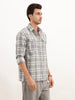 Oversized Grindle Structured Check Double Pocket Shirt | Grey