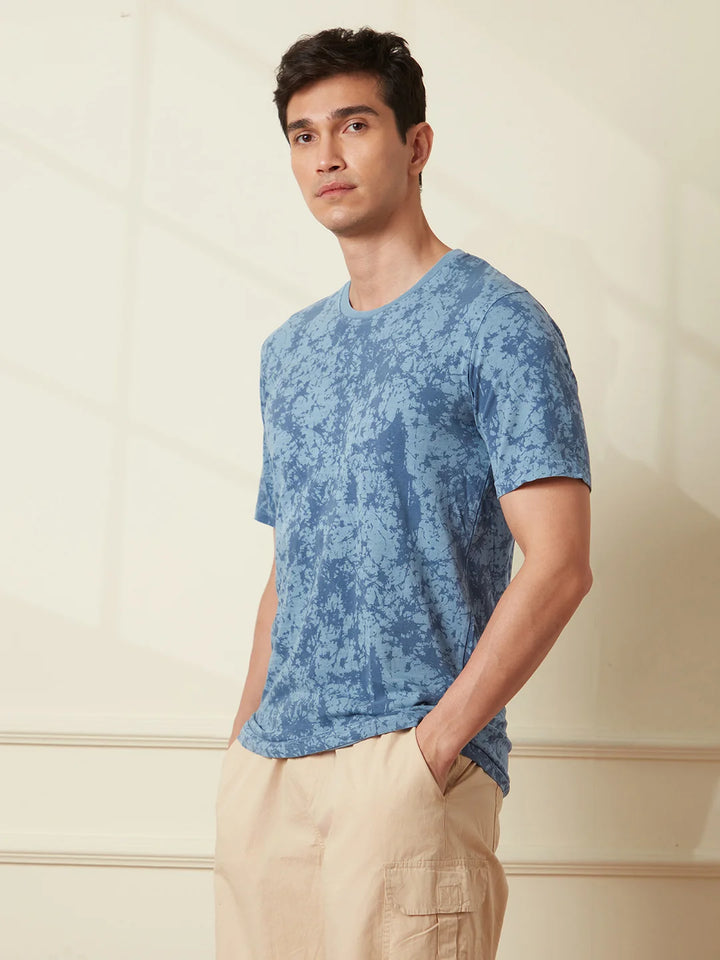 Washed Look AOP T-Shirt | Blue
