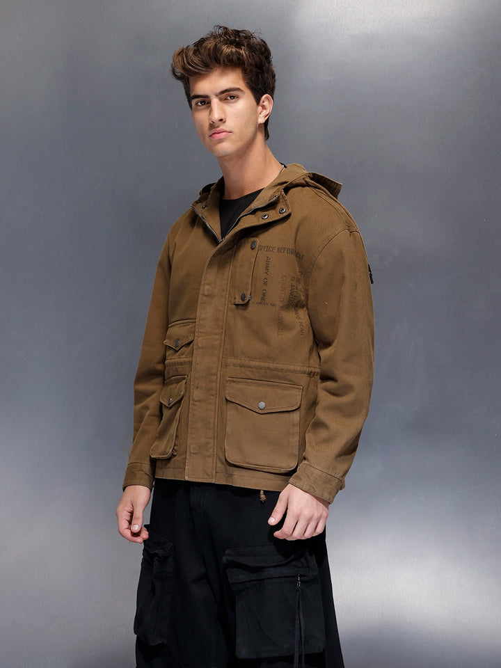 Men’s Brown Utility Field Jacket | Olive