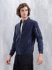 Washed Casual Men Denim Bomber Jacket | Blue