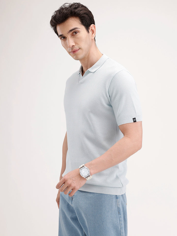 Solid Slim Fit Polo T-Shirt | Light Blue