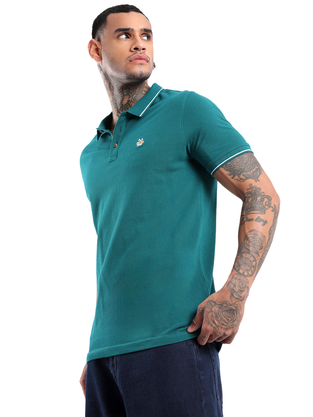 Classic Teal Tipping Polo T-Shirt