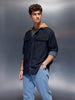 Back Printed Hooded Shirt  | Blue