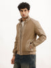 Slim Fit Pannel Zipper Jacket | Beige