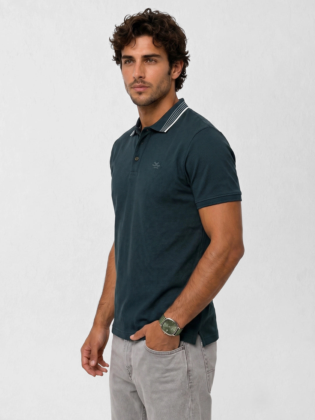 Slim Fit Tipping Collar Polo T-Shirt | Dark Blue