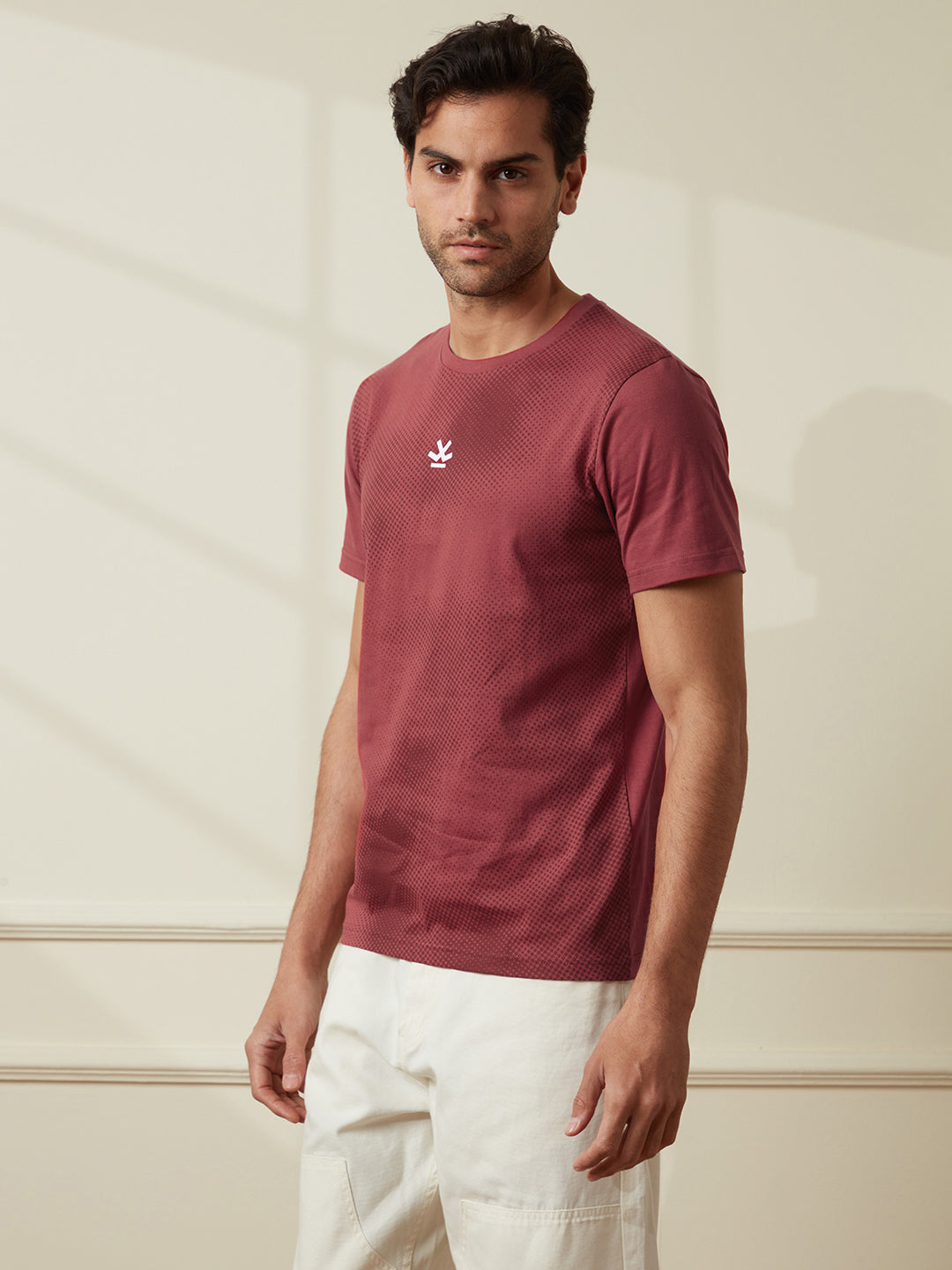 Maroon Panel Print T-Shirt