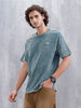 Washed Oversized Fit Tee With Logo Embroidery Patch | Green