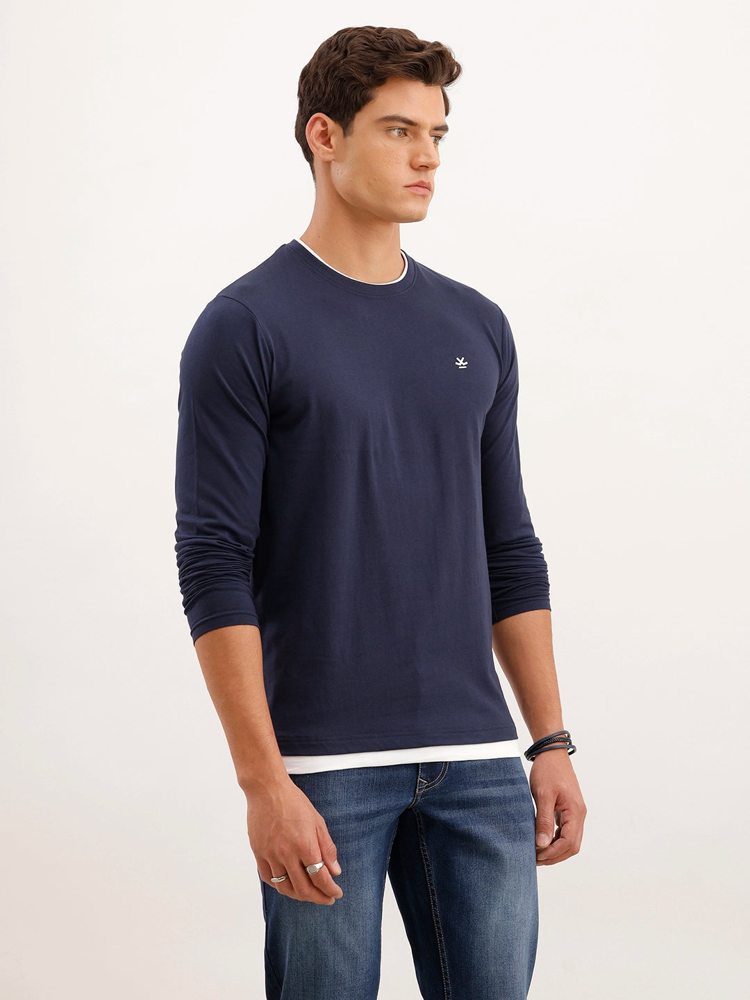 Slim Fit Contrast Collar T-Shirt | Navy Blue