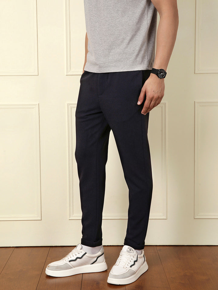 Soft Cotton Blend Knit Trouser | Navy Blue