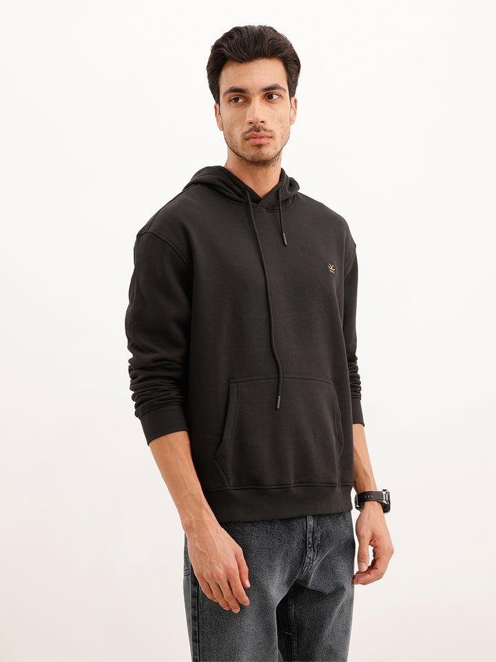 Classic Back Printed Hoodie | Black