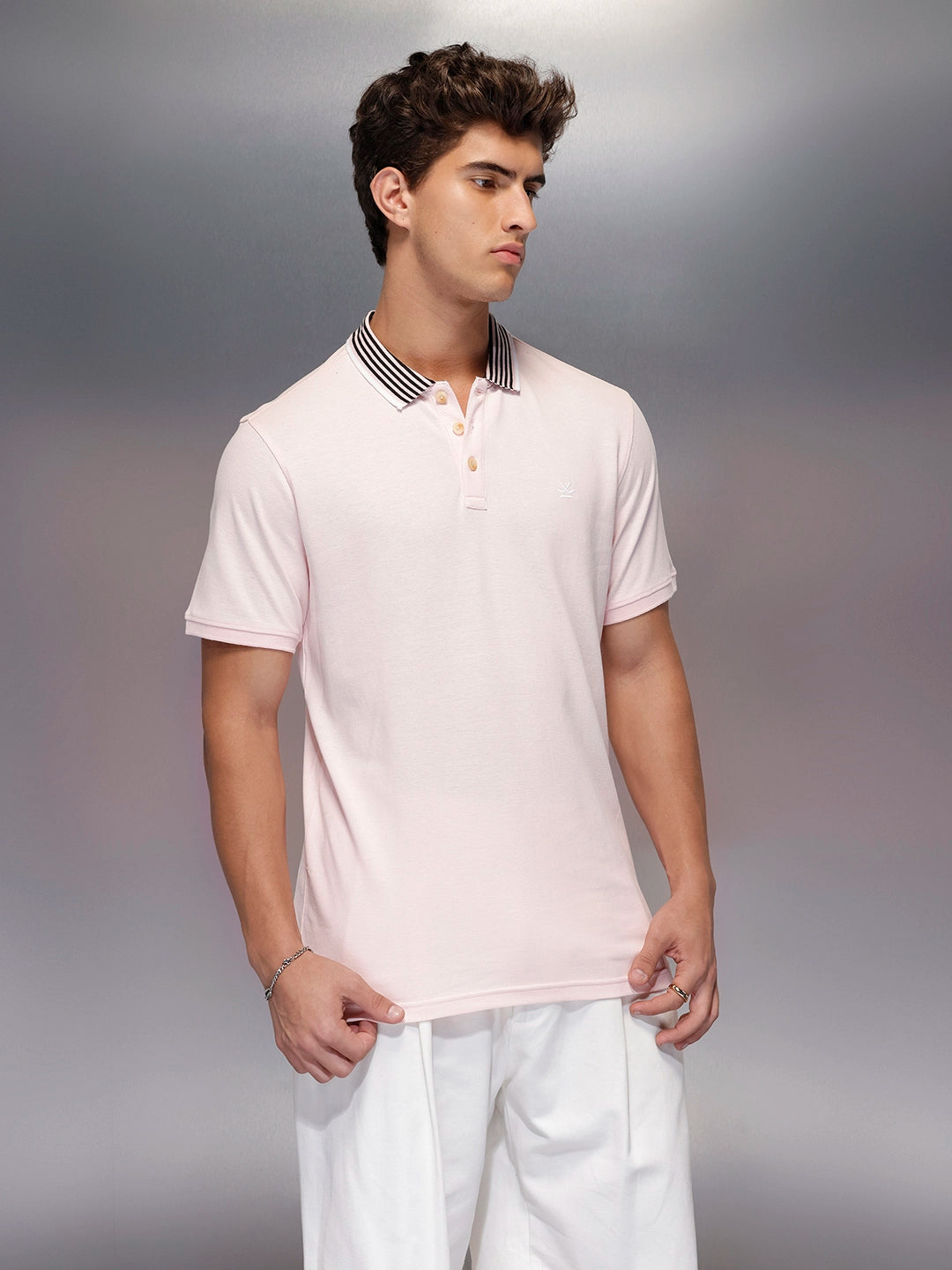 Classic Tipping Collar Polo T-Shirt   |  Pink