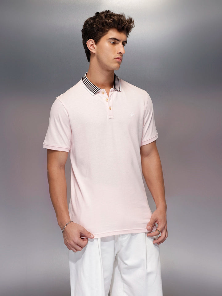 Classic Tipping Collar Polo T-Shirt   |  Pink